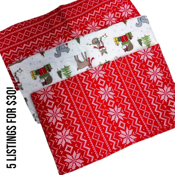 Hudson Baby Christmas Burp Cloths/Mini Receiving Blankets - Picture 1 of 6